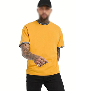 Camisetas de Hombre 100% Algodón, Gruesas, de Alta Calidad, con Diseño de Logotipo Personalizado, Lisas, Holgadas, con Hombros Caídos, 220g, Transpirables - Product Image 1