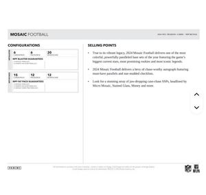 100% scellé en usine sur la boîte de 6 blasters Panini Mosaic Football 2024 pour les acheteurs en gros - Product Image 6