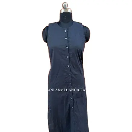 Indian Cotton Dress Summer Solid Print Long Dress Handmade Sleeveless Customizable Dress for Party Wear Women Gift for Her