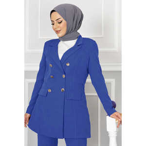 Conjunto de hiyab con detalle de cuello tipo pañuelo Indigo, diseño elegante para mujer de oficina - Product Image 2