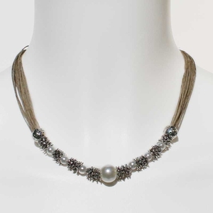 Collar de cuentas de algodón y resina de moda femenina Bohemia hecho a mano en India COLLAR COLGANTE - Product Image 4