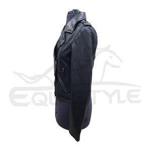 Veste de moto unisexe en cuir d'agneau antique à fermeture éclair avec poches, coupe ample, manches longues, en cuir véritable pour femmes et hommes - Product Image 2