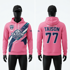 330 GSM Polyester Fleece <b>Pink</b> Volleyball <b>Hoodie</b> Sublimation Panel Custom Embroidery Team Wear Breathable Eco-Friendly Waterproof - Product Image 1