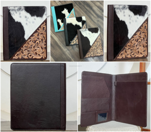 2026 Premium Genuine <b>Leather</b> Portfolio Binder Handcrafted Floral Design Western Style Business Organizer <b>Folder</b> for Professional - Product Image 4