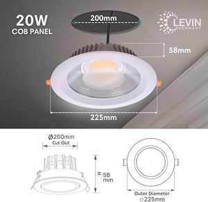 LEVIN Alemania 20W COB Panel de luz LED 6500K Luz de día 200mm Recorte y 225mm Diámetro exterior 95 LM/W CRI >80 2 años de garantía - Product Image 3