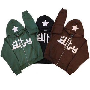 Cotton Oversize Blanks <b>Zip</b> <b>up</b> <b>Hoodie</b> Custom Rhinestone Embroidery <b>Full</b> Face <b>Zip</b> <b>up</b> Mens <b>Hoodie</b> Puff Print <b>Full</b> <b>Zip</b> <b>up</b> <b>Hoodie</b> - Product Image 1
