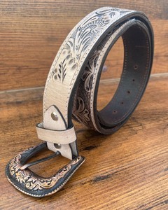 Top vente Vintage Western Cowboy Style repoussé à la main en cuir alliage boucle ceintures à la main en cuir véritable ceintures florales pour unisexe - Product Image 3