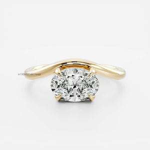 แหวนเพชรโมอิสเพชรรูปวงรีทรงยาว2กะรัตประกายเพชรแหวนหมั้นเพชรแบบเพชรบดเป็นประกายเพชรเครื่องประดับเจ้าสาวแบบทันสมัยสำหรับผู้หญิง - Product Image 3