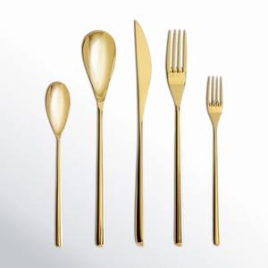 Couverts à tête ovale dorée avec poignée fine Couverts élégants en acier inoxydable pour salle à manger, cuisine, fête de mariage et restaurant - Product Image 5