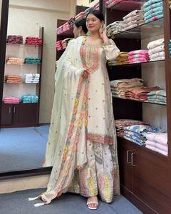 High Quality Comfortable Georgette Silk Embroidered Indian Traditional <b>Wedding</b> Salwar Suit Stitched Elegant Women's <b>Dresses</b> - Product Image 3