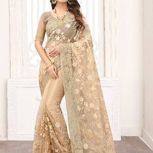 Le plus recherché indien traditionnel exclusif Georgette Saree Séquence Travail Sari Élégant Nuptiale Fêtes De Mariage Boutique Indienne - Product Image 2
