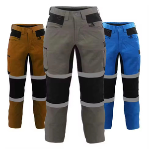 Pantalon de travail de construction unisexe OEM avec rayures réfléchissantes salopette de sécurité robuste durable pour hommes vente en gros de pantalons de travail - Product Image 1
