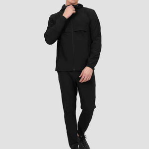 Veste de survêtement imperméable coupe-vent à capuche en softshell en toile à fermeture éclair intégrale pour hommes - Product Image 2