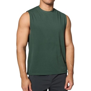 Summer Hot Selling Cut Out Loose Fit Singlet Gym Tank Top Blank Round Neck Polyester Spandex Stretchable <b>Athletic</b> Plus Size - Product Image 4