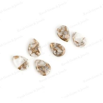 New Arrival 10x14mm Pear Briolette Loose White Calcite Copper