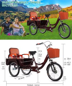 Bicicleta Cruiser de 3 Ruedas Plegable para Adultos con Plataforma para Pasajeros y Carga, con Suspensión Delantera, PERFECT GEARS, el Mejor Material de Marco - Product Image 5