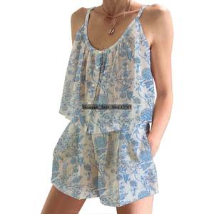 2026 <b>Women's</b> Plus Size Casual Style Shorts <b>Pajama</b> Set Spring/<b>Summer</b> Floral Fitted Strappy Sleeveless PJ Set - Product Image 5
