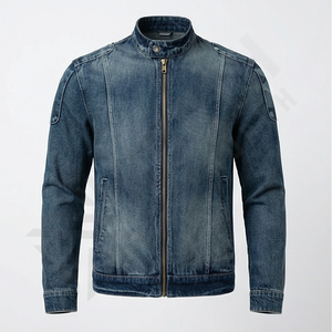 Veste coupe-vent en denim pour homme, personnalisée, élégante, lourde, imprimée sur toute la surface, design cowboy, vêtements d'extérieur, logo sur le devant - Product Image 1