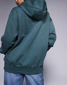 Cómodas sudaderas con capucha de algodón 100% para mujer 500GSM Logotipo frontal impreso personalizado Sudadera con capucha de hombro caído de gran tamaño para invierno - Product Image 3