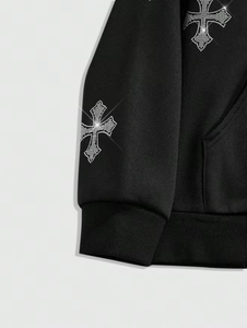 OEM Venta al por mayor de alta calidad de algodón Zip up Hoodie logotipo personalizado y diseño Unisex Bling Rhinestone Hoodie para uso en otoño - Product Image 6