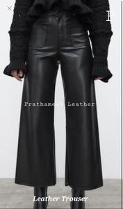 Pantalones de cuero asequibles para mujer OEM Pantalón de cuero genuino Streetwear Casual Oficina Formal Elegante Exportación Calidad Tendencia - Product Image 4