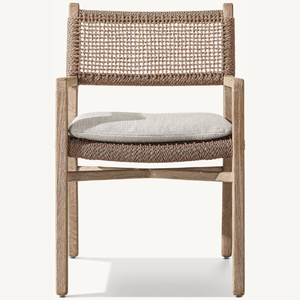 Chaise individuelle en vente chaude avec accoudoirs en bois de teck avec des accents en rotin, style moderne simple, adaptée à une utilisation en extérieur - Product Image 1