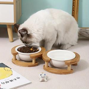 Pet <b>bowl</b> feeder <b>wooden</b> <b>stands</b> cheap price feeding <b>bowl</b> holder for <b>dogs</b> and cats on natural wood <b>stand</b> - Product Image 3
