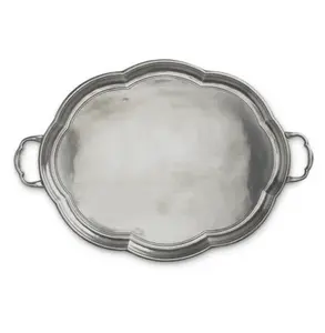 Bandeja de Metal con acabado plateado de diseño martillado Premium, Ideal para una elegante decoración del hogar, cocina, mesa de comedor, elementos esenciales - Product Image 3