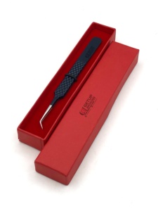 Pince à épiler pour extensions de cils en acier inoxydable de haute qualité, 45 degrés, revêtement en poudre Midnight, pointe lisse 10 mm, nouveau style, poignée diamant - Product Image 4