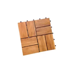 DIY Enclavado al aire libre cubierta azulejos jardín sólido Acacia suelo de madera dura con base de plástico - Product Image 1