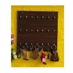 Perchero de Pared de Madera, Tablero de Almacenamiento de Nogal Oscuro - Product Image 1