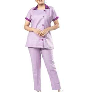 Uniformes Médicos de Enfermera con Diseños Nuevos en Oferta, Conjuntos de Uniformes de Algodón de Punto para Personal de Hospital, Color Negro y Estampado Sólido - Product Image 1