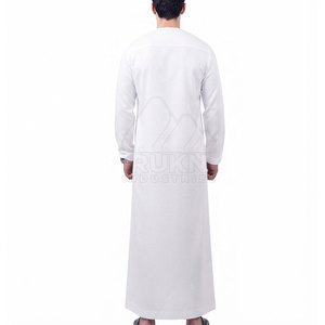 Thobe arabe de qualité supérieure pour hommes, traditionnel du Moyen-Orient, léger, respirant, en coton, coupe décontractée, manches longues, longueur cheville, col rond - Product Image 2