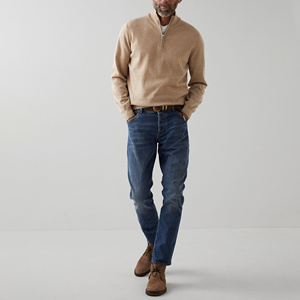 Pull Homme Fermeture Éclair Couleur Unie Manches Longues Cachemire Pull Personnalisé Étiquette Pull Respirant Décontracté Hiver - Product Image 4