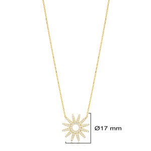 Collar con Colgante de Sol con Piedra de Circonita Blanca, Joyería Turca Hecha a Mano, Joyería de Plata de Ley 925 al por Mayor - Product Image 2