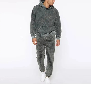 Sweat-shirt à capuche personnalisé très vendu Survêtements Survêtement à capuche et pantalon de survêtement délavés à l'acide Ensemble de 2 pièces pour hommes et femmes - Product Image 2