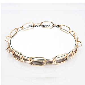 Trending Gold Color Plated Design Metal Creative Serving <b>Tray</b> Stylish Drink and <b>Snack</b> <b>Tray</b> with Decorative Purpose - Product Image 2