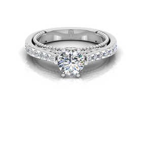 Anillo de compromiso de moissanita con halo oculto estilo catedral antiguo - Product Image 1