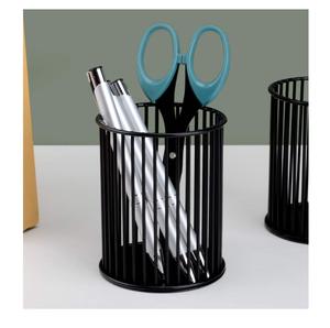 Eco Friendly Round Iron Metal Pen Pencil Holder <b>White</b> Finish Lightweight Contemporary Design for Home Office <b>Desk</b> Tabletop Decor - Product Image 4