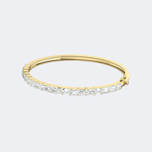 3.80CTW Emerald Cut Diamond <b>Bangle</b> Bracelet 14k <b>Gold</b> Lab Grown D Color Bar Set Luxury Statement Jewelry for Women - Product Image 2