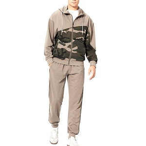 Survêtement de sport décontracté pour homme de haute qualité, écologique, en molleton de coton à fermeture éclair intégrale, à manches longues, uni, pour jogging - Product Image 3