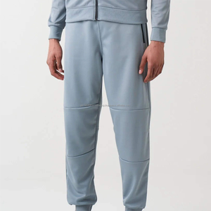 Ensemble de jogging en molleton technique gris haute performance pour homme, fermeture éclair, tenues décontractées, survêtement confortable uni pour homme - Product Image 5