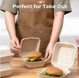 Dùng một lần phân hủy sinh học 6 "Burger vỏ sò hộp thức ăn nhanh container cho sinh thái thân thiện takeout bao bì làm mía bã mía - Product Image 2