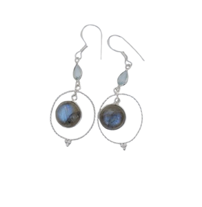 925 timbre cadeau de mariage concepteur balancent boucle d'oreille 925 solide en argent Sterling à la main pierres précieuses Spinner Labradorite boucles d'oreilles bijoux - Product Image 1