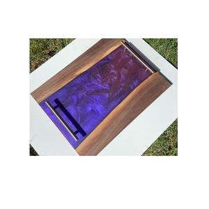 Plateaux de service en bois et résine avec poignée Home Decorative Rectangle Shape Plateau de service en bois fait à la main pour fruits et aliments à bas prix - Product Image 5