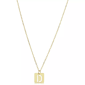 Collar con Colgante Inicial Personalizado para Mujer, Cuadrado, Oro Blanco, Corte de Azulejo, 10K, Amarillo, Alta Calidad, Hecho a Mano, Estilo Clásico, Texturizado - Product Image 1