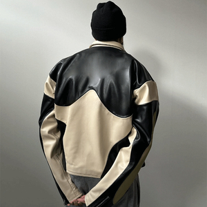 Veste en cuir PU pour homme avec logo brodé personnalisé, appliqué, streetwear, fermeture éclair, col en PU, dernier design - Product Image 2