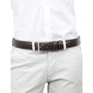 Ý Handmade New Phong Cách Người Đàn Ông Của Màu Nâu Sậm 3.5 Cm Chiều Rộng Chính Hãng Bò Ẩn Thắt Lưng Da Cao Khâu Hợp Kim Làm - Product Image 2