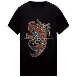 Alta calidad 100% algodón nuevo diseño de piedra del Rin ajuste Regular manga corta cuello redondo verano hombres camiseta personalizar camisas - Product Image 4