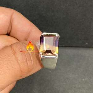 Anillo de circón bicolor para hombre, piedras preciosas naturales, anillos de latón chapados en plata, anillo de piedra oxidada, venta al por mayor, joyería de cristal fino - Product Image 3